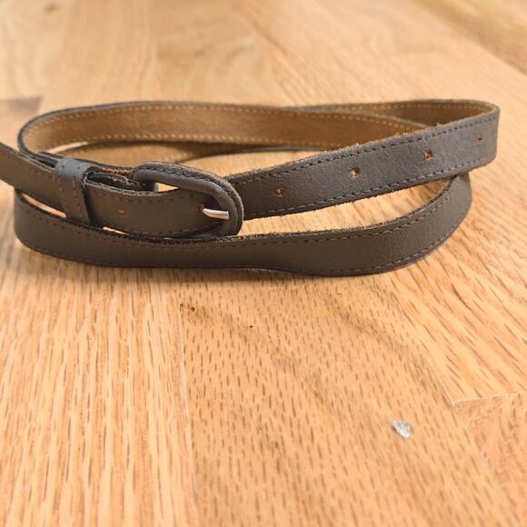 Gray women's thin leather belt - Picture 1 of 5
